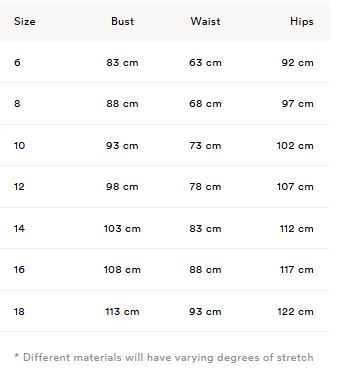 Size Guide Chart