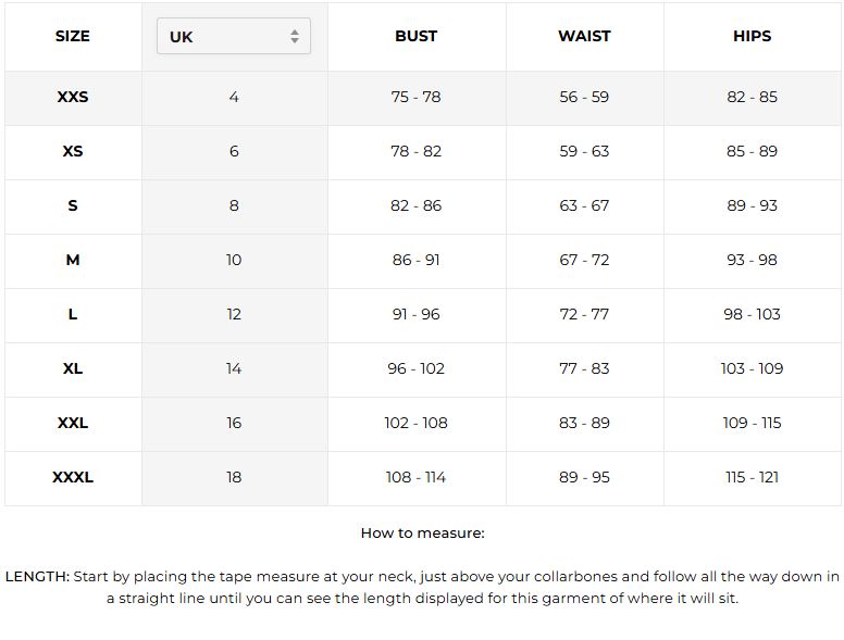 Size Guide Measurements