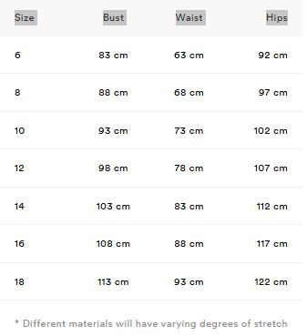 Size Guide Measurements